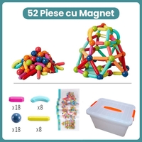 Piese Magnetice pentru Copii, Flippy, Set din 52 de Piese de diferite Culori, Constructor Magnetic cu Posibilitatea de a Construii forme Nelimitate, Multicolor