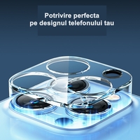 Folie Sticla pentru Camera, compatibila cu Apple iPhone 15 Pro / 15 Pro Max, Full Glue Negru