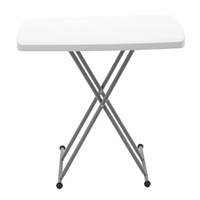 Masa pliabila 76x50 cm, inaltime reglabila 36-71 cm, pentru terasa, gradina sau camping, HDPE alb