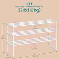 SONGMICS Suport pentru pantofi cu 3 nivele, structura metalica, pentru 12-15 perechi, 92x30x55cm, alb