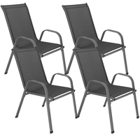 Set 4 scaune gradina cu brate, cadru otel si sezut textilene, 53x72x92 cm, gri