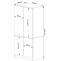Dulap cu 4 usi, rafturi si bara pentru umerase, PAL laminat, 90x51x180 cm, stejar artisan