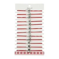 Martisor Bratara Elastica cu Pandantiv din Inox, Jolie, pentru Dama, Set 12 bucati, Snur Rosu Textil, Model Libelula