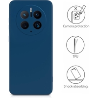 Husa de Protectie, Vafy, pentru Huawei Mate 50 Pro, Liquid Silicone, cu Microfibra pe Interior, Protectie Antisoc, Compatibil Incarcare Wireless, Albastru