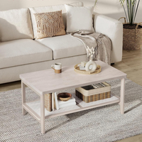 VASAGLE Masuta de cafea, din MDF, cu spatiu de depozitare pe 2 nivele, 55x100x45 cm, stil boho, bej