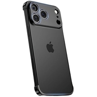 Carcasa de Telefon, Vafy, Compatibila Apple iPhone 17 Pro Max, Fara Rama, doar Colturi si Camera, din Metal, Grosime 0.1 mm, Negru