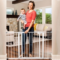Poarta de siguranta Safety Gate pentru scari, ajustabila 111-120 cm, din otel, alba
