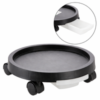 Suport ghiveci cu roti si tava colectare apa, suport mobil pentru plante, din plastic, 40 cm, negru