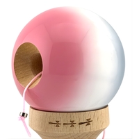 Kendama X Originala, Profesionala, Flippy, Big Cups V2, Super Sticky Cupe Mari, Rulment Metalic cu Ata 55 cm, Gradient Roz/Alb/Gri