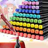 Markere cu Alcool Touch Room, Flippy, Paleta mare Set de 120+ de Culori, Capat Lat si Capat Precis, Geanta Inclusa, Multicolor