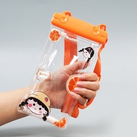 Husa subacvatica Fruity Waterproof Flippy, Snowproof, Universala, Impermeabila, cu Snur, pentru telefon sau documente, Orange Girl 2, Oranj