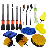 Set 17 Accesorii pentru Curatare Auto, Flippy, Interior si Exterior, 4 Capete pentru Bormasina, 5 Pensule, 3 Perii, 1 Laveta, 1 Manusa, 1 Perie