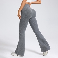 Pantaloni Sport de Dama, Flippy, pentru Yoga, Talie Inalta, Evazati, Tricotati, Gri Deschis, Marime M