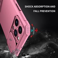 Husa Defender cu Stand pentru iPhone 13, Roz, Suport reglabil, Antisoc, Protectie glisanta pentru camera, Vafy
