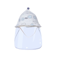 Palarie de Protectie pentru Bebelusi, Vafy, Model cu Norisori Albastri, Pescareasca, de Primavara si Toamna, cu Masca si Fermoar, 45 cm, pentru 3-6 Luni, Bleu