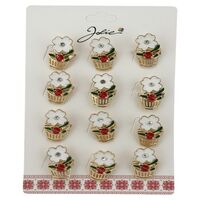 Brose Martisor, Jolie, Set 12 Bucati, Model Floare si Buburuza, Brose din Metal, Aspect Lacuit, Multicolor