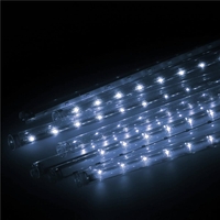 (DL) Instalatie de Craciun, 8 tuburi, 30cm, 144 LED, ploaie de meteoriti, alb