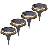 Lampa solara LED Set 4 Bucati, Flippy, Tip Spot pentru Gradina, 8 LED-uri, ABS si Policarbonat, Baterie 1.2V, 600mah, 12 x 13.5 cm, Lumina Alba Cald, Negru/Auriu