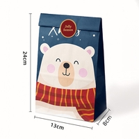 Set 12 Pungi de Cadou, Flippy, Tema Craciun, cu Personaje, 12 Stickere Incluse, 24 x 13 x 8 cm, din Hartie, Multicolor