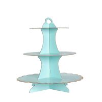 Etajera pentru Prajituri, Flippy, din Carton, 3 Nivele, 16/22/29 cm Diametru, Inaltime 38 cm, Albastru