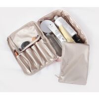 Geanta de Calatorie, Flippy, pentru Cosmetice si Articole de Toaleta, Material Impermeabil, 2 in 1, Portfard Interior Detasabil, 23 x 16 x 8 cm, Roz