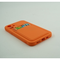 Husa protectie Vafy cu suport card compatibila cu Apple iPhone 12 Portocaliu