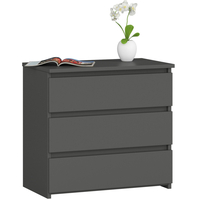 Noptiera cu 3 sertare, PAL laminat 16 mm, 60x35x57 cm, gri mat