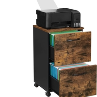 VASAGLE Dulap birou tip rollbox cu 2 sertare pentru documente A4, cu roti, stil industrial, 42x40x70 cm, maro rustic