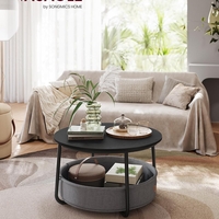 VASAGLE Masuta de cafea rotunda cu cos de stofa, stil modern, 45x75cm, negru cu gri