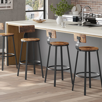 VASAGLE Set de 2 scaune de bar inalte cu spatar, cadru din otel, industrial, 54x99cm, maro rustic