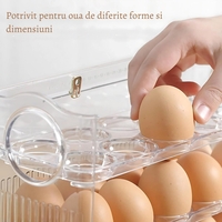 Suport Organizator pentru Oua, Vafy, Capacitate 30 Oua, Pentru Usa Frigiderului, 3 Straturi, din Plastic, Transparent