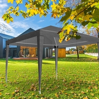 Cort pavilion de gradina, 300x300 cm, cu 4 pereti laterali cu ferestre, impermeabil cu rezistenta UV, gri