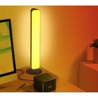 Lampa de Birou, Vafy, RGB Colorat, 14 LED, Putere 5V, Telecomanda cu 24 de Taste, Cablu USB, Negru, 25.5x4x3.5cm