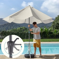 SONGMICS Umbrela de gradina cu manivela, 330 cm, UPF 50+, inclinare 30°, structura metalica cu 8 spite, bej