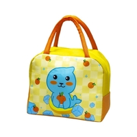 Geanta Termoizolanta pentru Copii, Flippy, 23x13x19 cm, Model Imprimeu Foca, din Folie de Aluminiu si Panza Oxford, Galben/Portocaliu