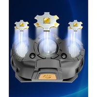 Lanterna LED de Cap, Vafy, cu Suport Inclus, Incarcare USB Tip C, Raza 100-200m, 5W, 6 Trepte de Lumina, 400 mAh, Gri