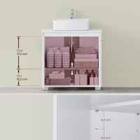 VASAGLE Dulap baie pentru suport lavoar, MDF, 2 compartimente, raft interior reglabil, 30x60x60 cm, alb