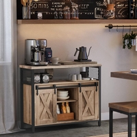 VASAGLE Comoda pentru living sau bucatarie, cu 2 usi glisante, rafturi reglabile, stil rustic, 33x100x80 cm, maro