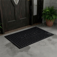 Covor de cauciuc perforat pentru intrare, PVC antiderapant, Welcome, 45x75 cm, negru