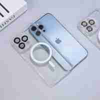 Husa protectie Vafy pentru Apple iPhone 13, MagSafe Silicone, Protectie si folie camera inclusa, protectie camera, Fumuriu