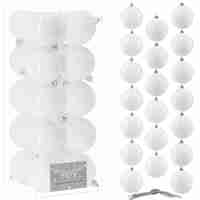 Set globuri de Craciun, 20 bucati, 6cm, alb perlat