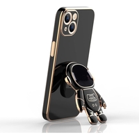 Husa de Protectie TPU 2in1, Vafy, pentru Apple iPhone 15 Plus, Astronaut cu Suport, Antisoc, Rezistenta la Impact, Protectie Camera, Negru