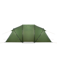 Cort camping, impemeabil, 2 camere + hol, 4 locuri, 460x200x245cm, verde