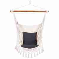 Hamac tip leagan suspendat pentru casa sau gradina HM19, gri deschis cu perne, 130x100cm, 150kg