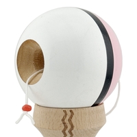 Kendama X Originala, Profesionala, Flippy, Gravata cu Cupe Mari V2, Super Sticky, Gaura in Baza, Rulment Metalic, din lemn 18 cm, Ata 55 cm, Roz/Negru/Alb