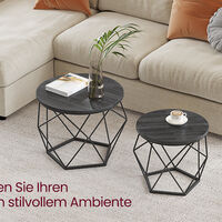 VASAGLE Set de 2 mese de cafea, stil industrial, 50x40cm si 40x36cm, negru