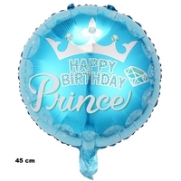 Balon din Folie Metalizata, Flippy, Figurine, Model Prince, Happy Birthday, Tematica Aniversare, 45 cm, Ambalaj Individual, Pai Inclus, Umflare cu Aer sau Heliu, Multicolor