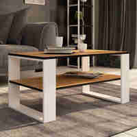 Masuta cafea ALEX cu raft inferior, PAL laminat, 92x53x45 cm, stejar craft si alb
