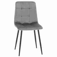 Scaun living tapitat cu catifea, spatar matlasat, 44x54x89 cm, gri