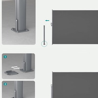 SONGMICS Paravan lateral pentru intimitate, extensibil, sistem fixare inclus, 160x400cm, gri
